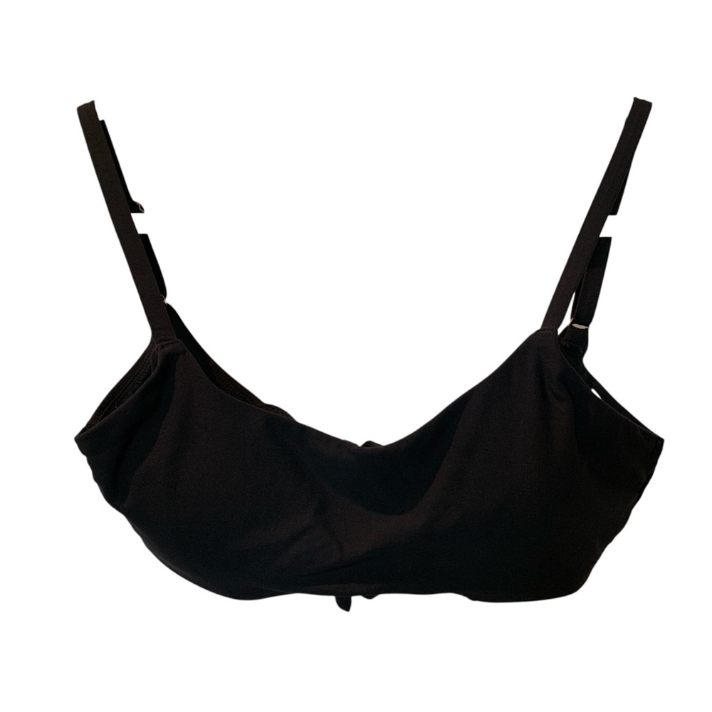 CALIA Women’s Tie Back Pure Black Waves Bikini Top Black XS